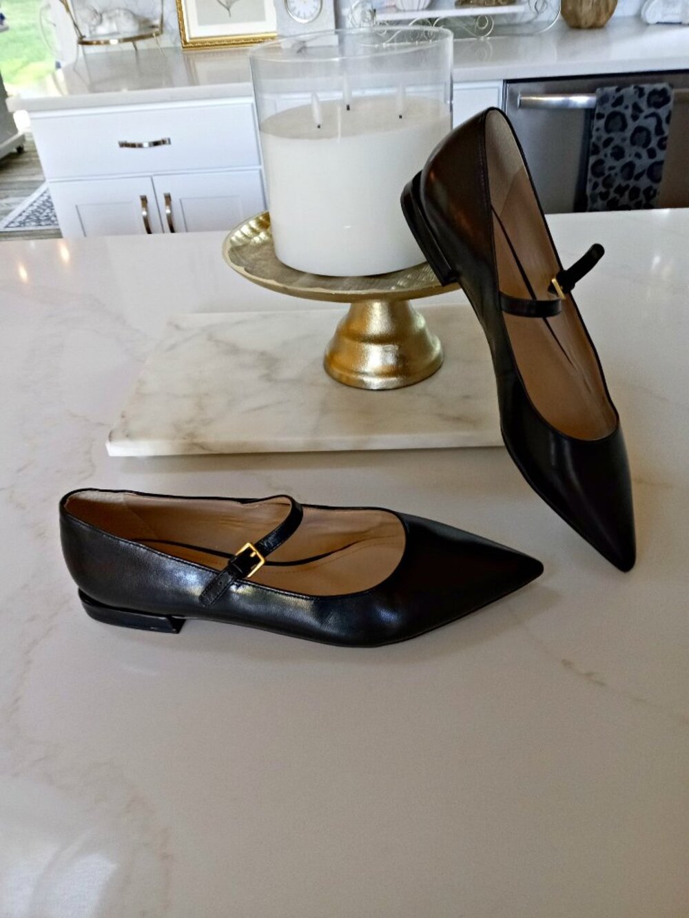 FRANCO SARTO NALIN LEATHER POINTY TOE FLATS